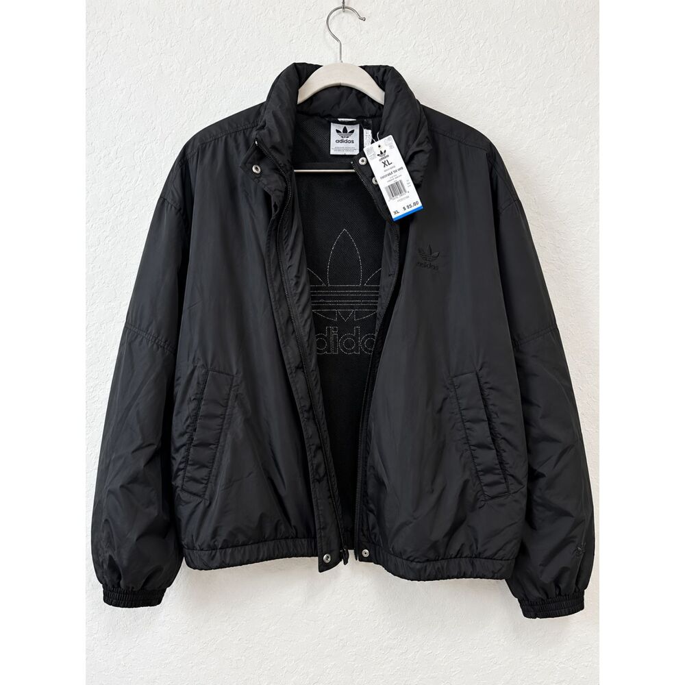 Adidas Originals Womens XL Black Outline Trefoil Windbreaker Jacket NWT